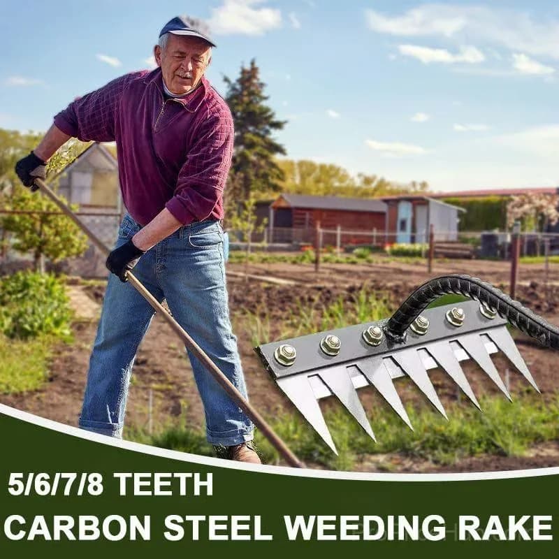 5-Tine Carbon Steel Garden Weeding Rake - View 2