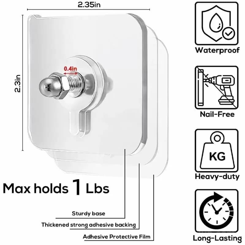 Self-Adhesive Acrylic Photo Hooks, Stainless Steel & Ceramic - Alt