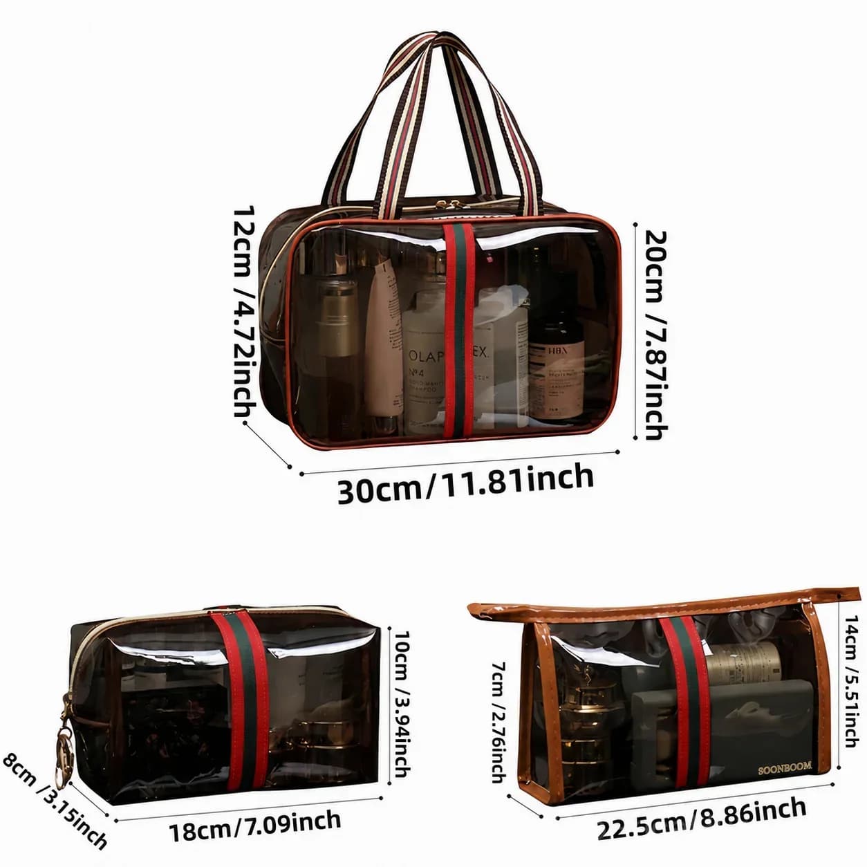 3-Piece Retro Vintage Vanity Bag Set, Large Capacity Makeup Organizer - Main