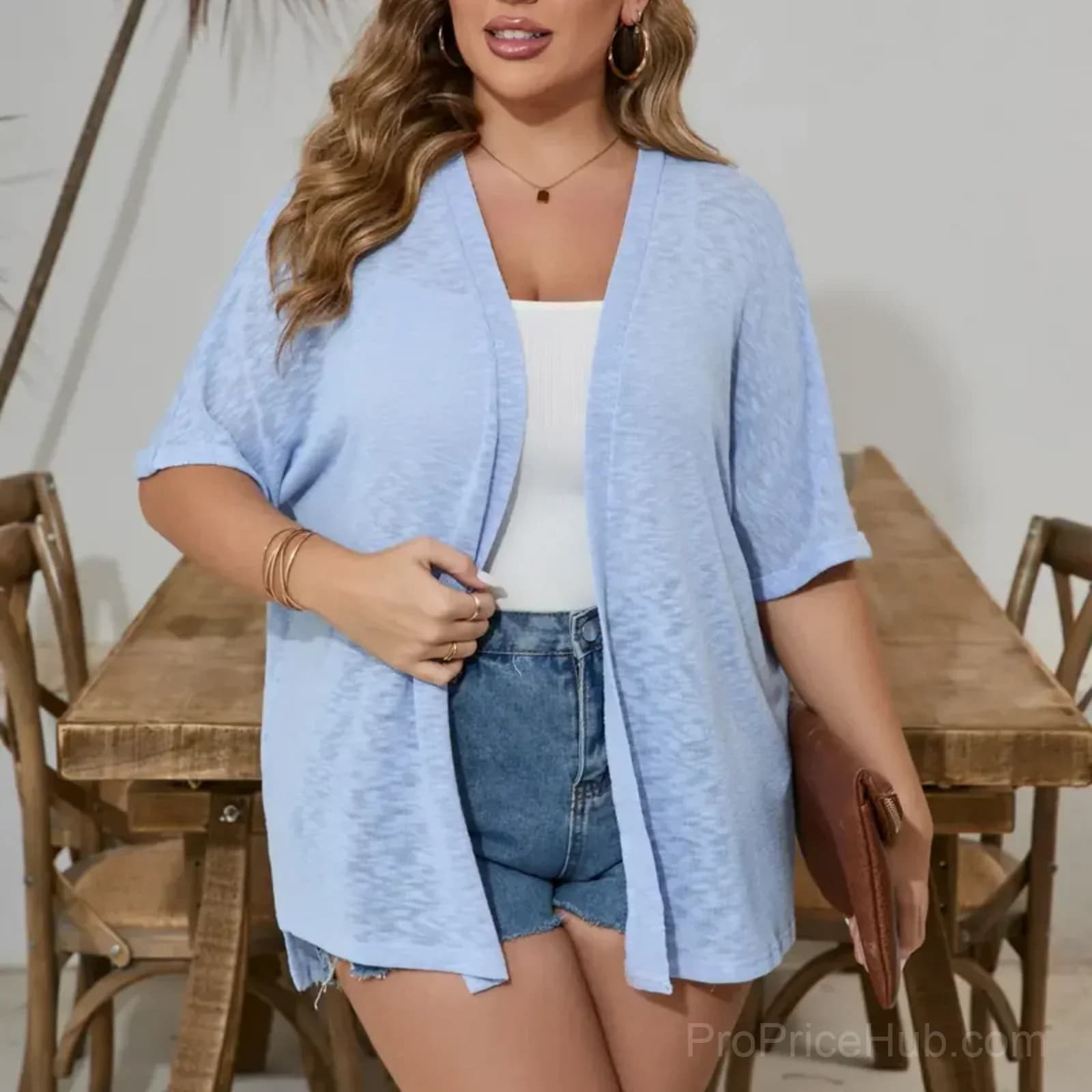 Solid Color Short-Sleeve Casual Jacket - View 5