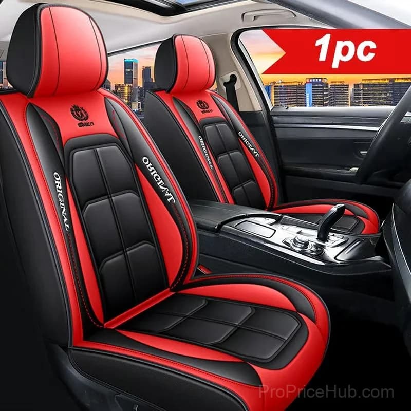 PU Leather Front Car Seat Covers, Universal Fit, Red - Main