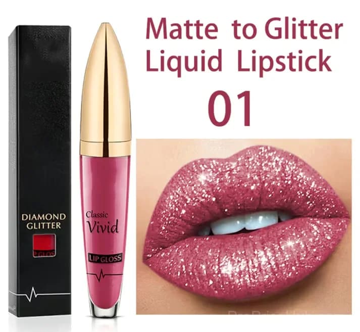 Diamond Lip Gloss Matte to Glitter Liquid Lipstick Waterproof 01 - Main