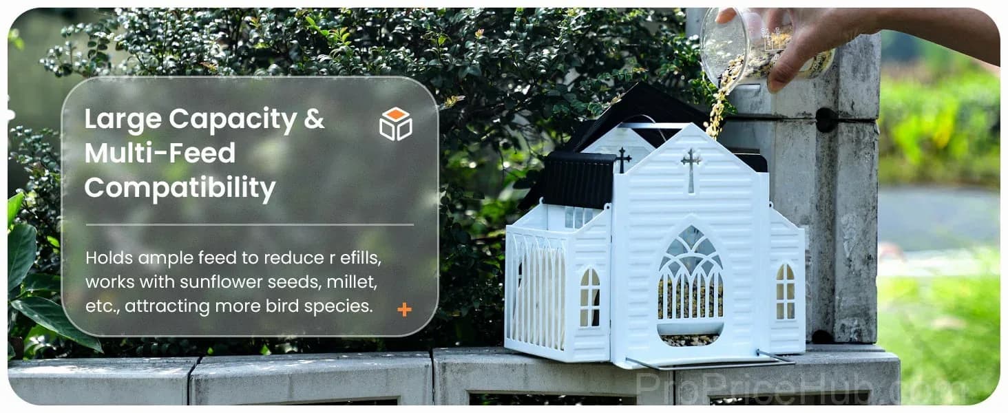 Church-Shaped Solar Bird Feeder for Garden Decor - View 10