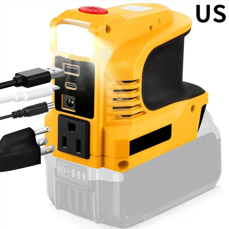 Compact DC to AC Power Inverter for Cars & Motorhomes, 110V Yellow - Main