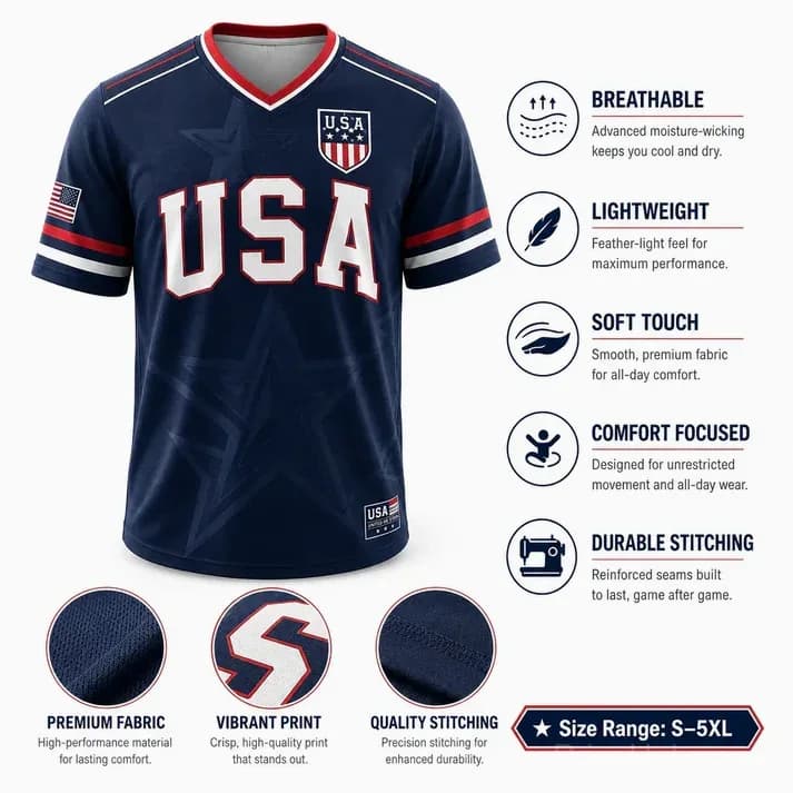 USA Liberty V-Neck Soccer Jersey – American Flag - Alt