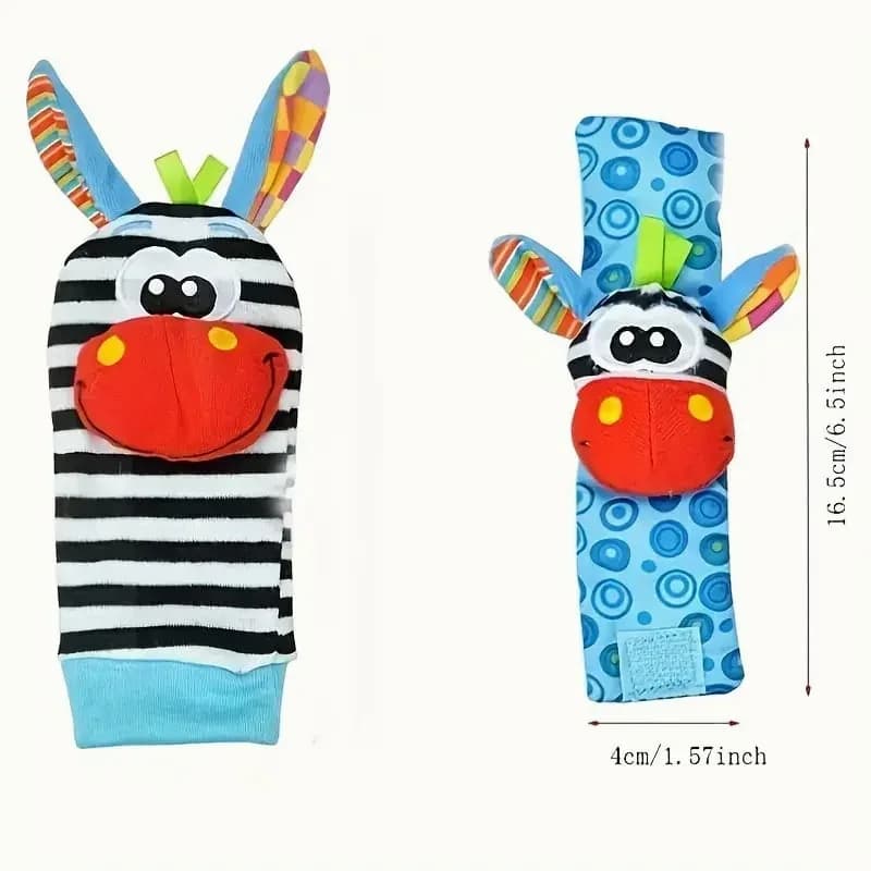 Newborn Baby Cartoon Animal Wrist Rattle Socks Set - View 7