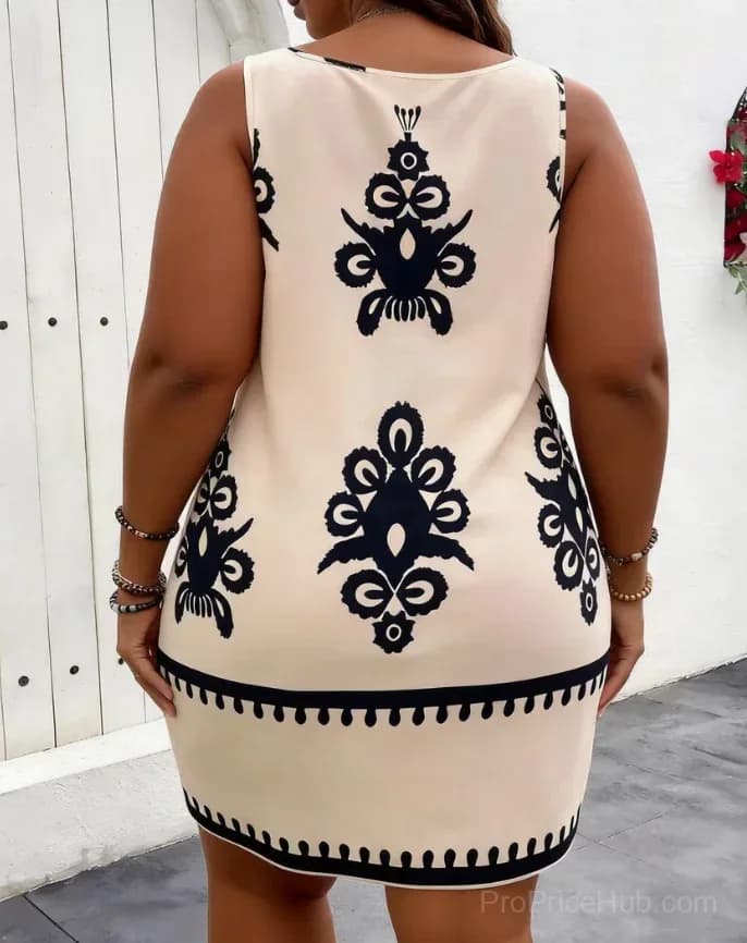 XL-5XL Women's Plus Size Ethnic Totem Vest Dress - View 4