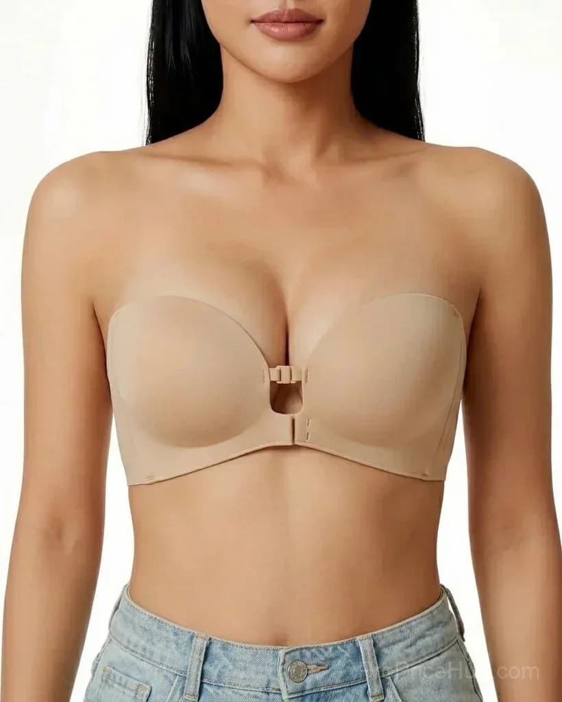 Front Closure Strapless Wireless Support Bra - Main
