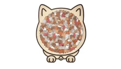 135-Piece Cat-Shaped Wooden Puzzle, Morandi Colors - View 18