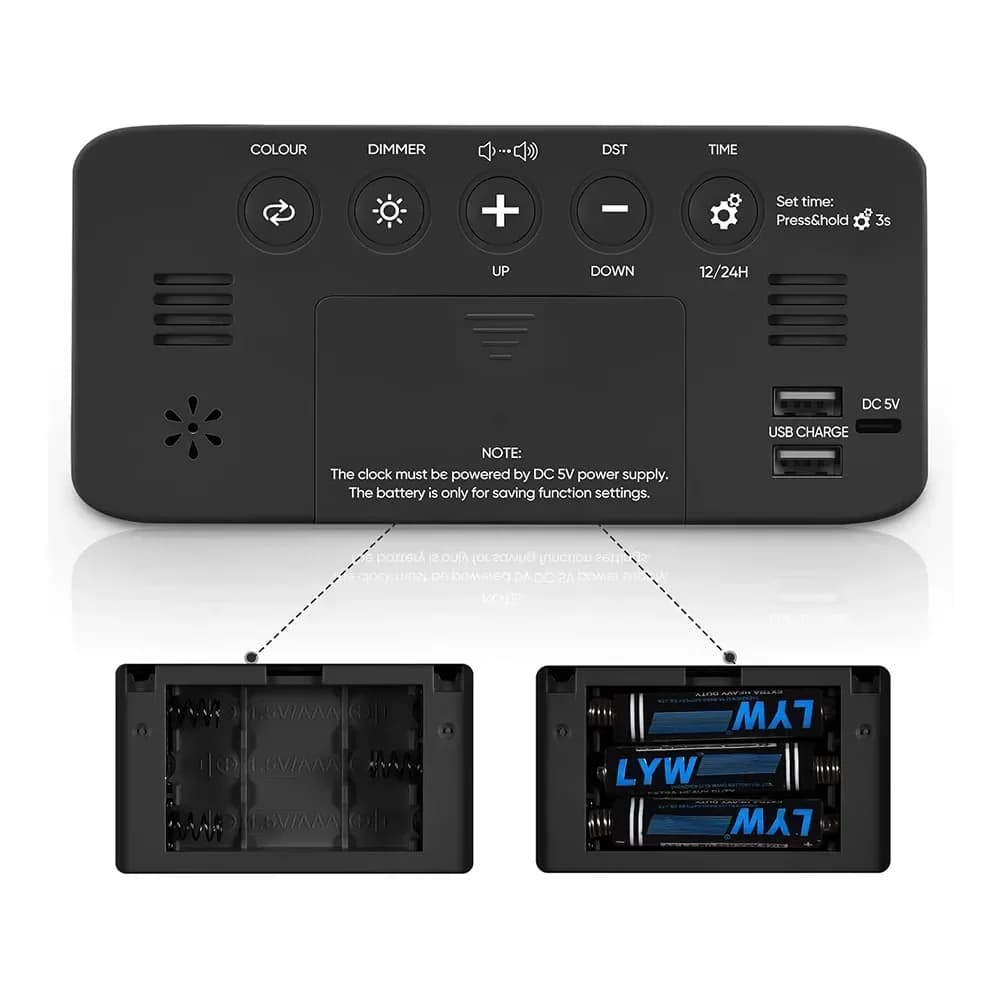 6.3-Inch RGB Alarm Clock with 115dB Dual Alarm & Nightlight - Alt