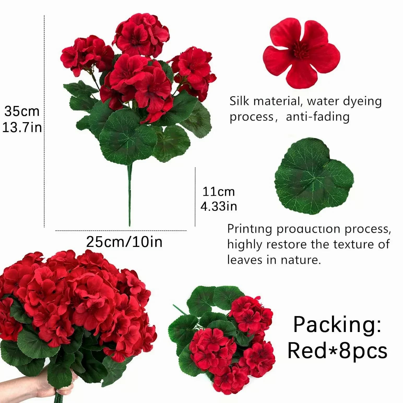 Artificial Geranium Flowers for Outdoors - View 10