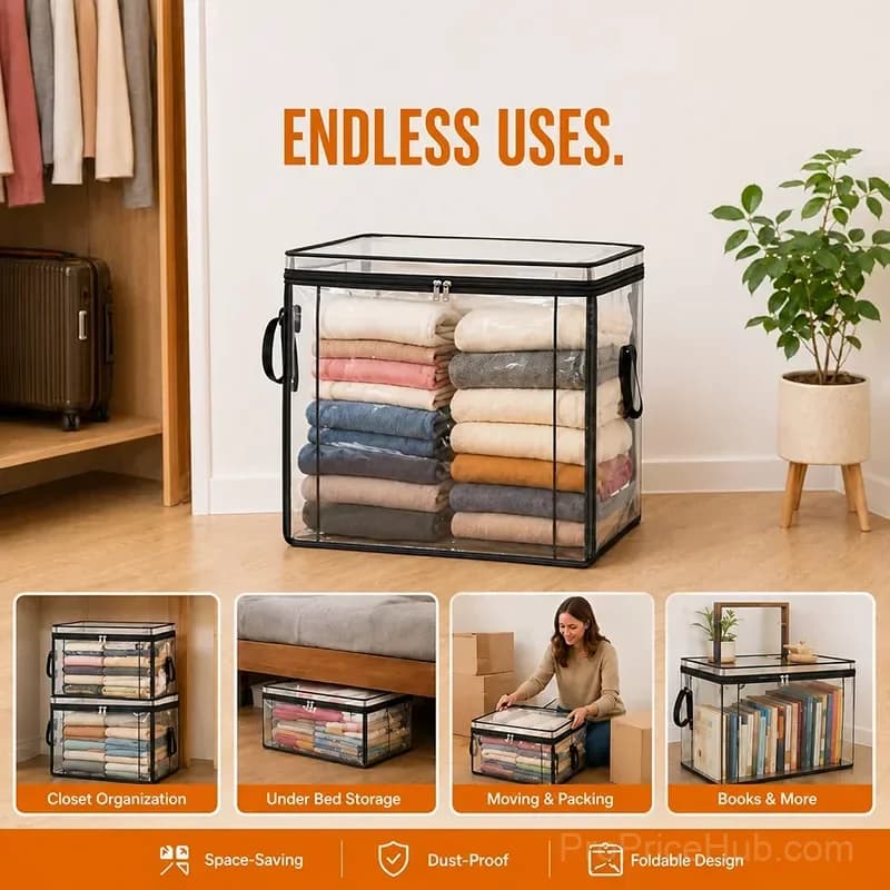 Large Heavy-Duty Thick Plastic Clear Storage Bag for Clothes, Moving & Storage - View 5