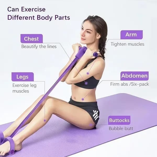 8-Tube Pedal Resistance Exercise Device, Purple - Alt