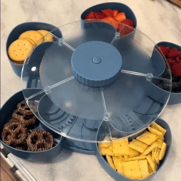 5-Compartment Rotating Party Platter – Divided Spin & Snack Serving Tray - View 4