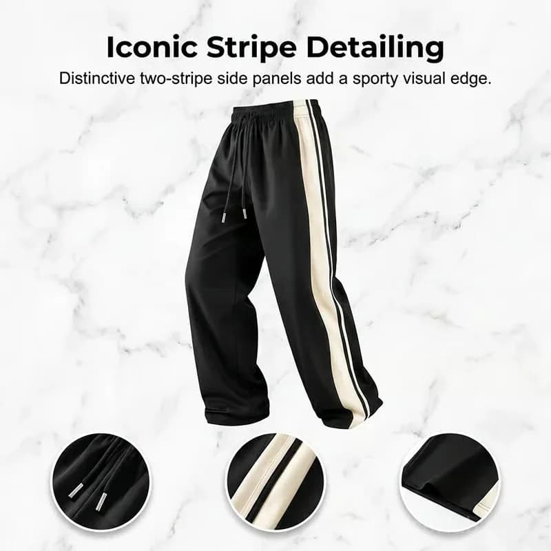 Men's Loose Fit Fleece Track Pants with Zip Pockets, Black S - View 6