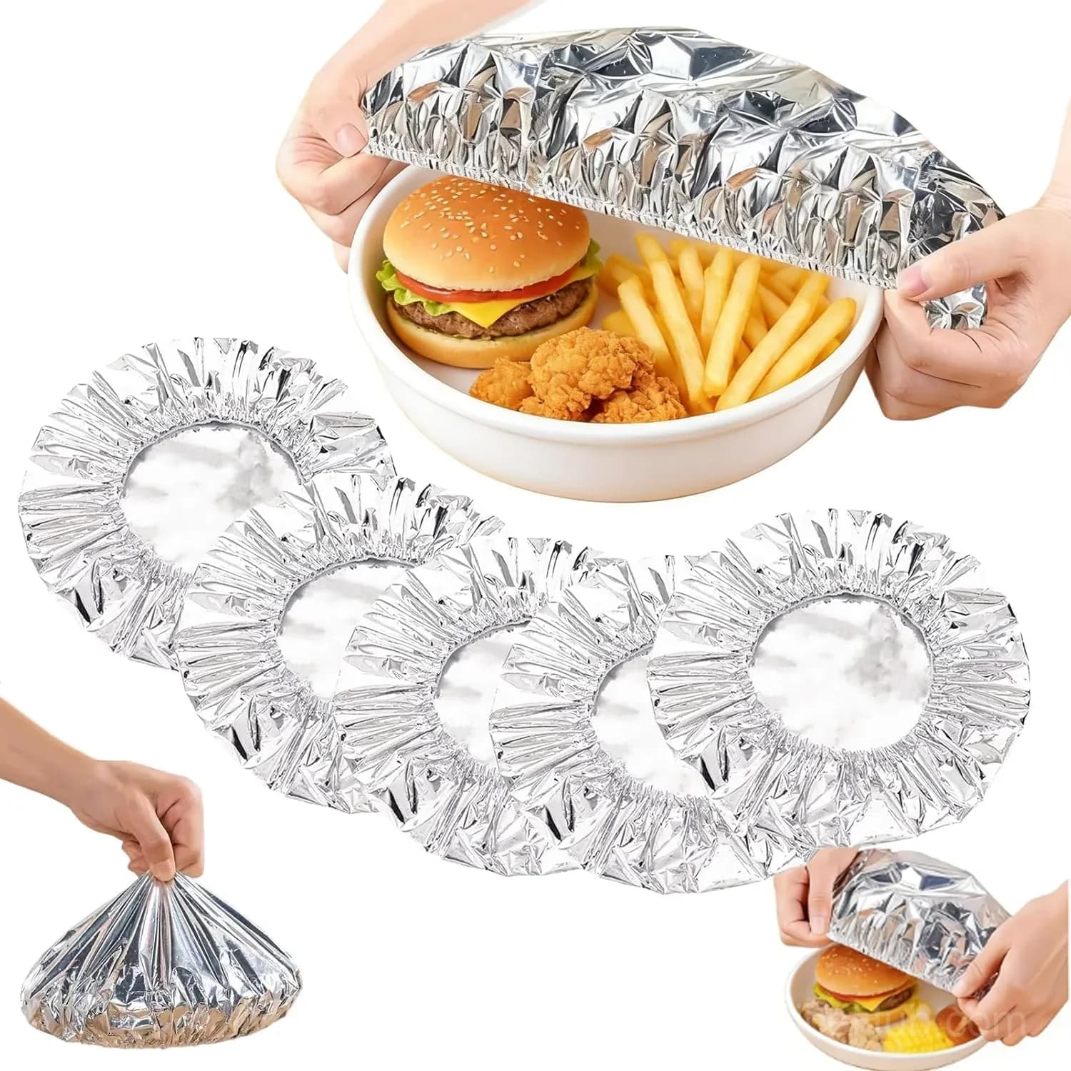 Reusable Aluminum Foil Food Covers, 6-Pack - Main