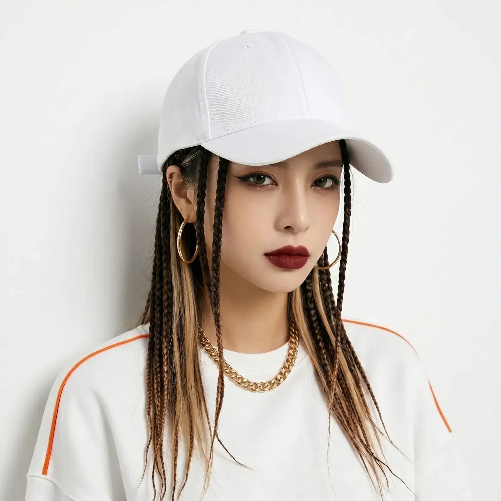Braided Wig Baseball Cap – Snapback Hat with Attached Dreadlock Braids - Alt