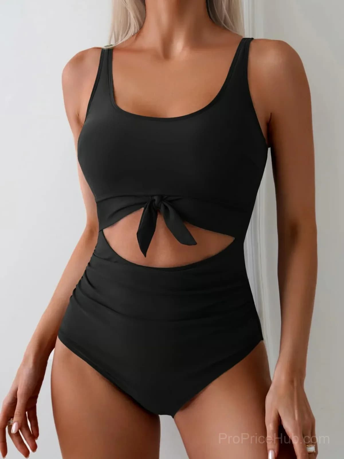 Women's Tummy Control Cutout One-Piece Swimsuit, Pink, S - View 5