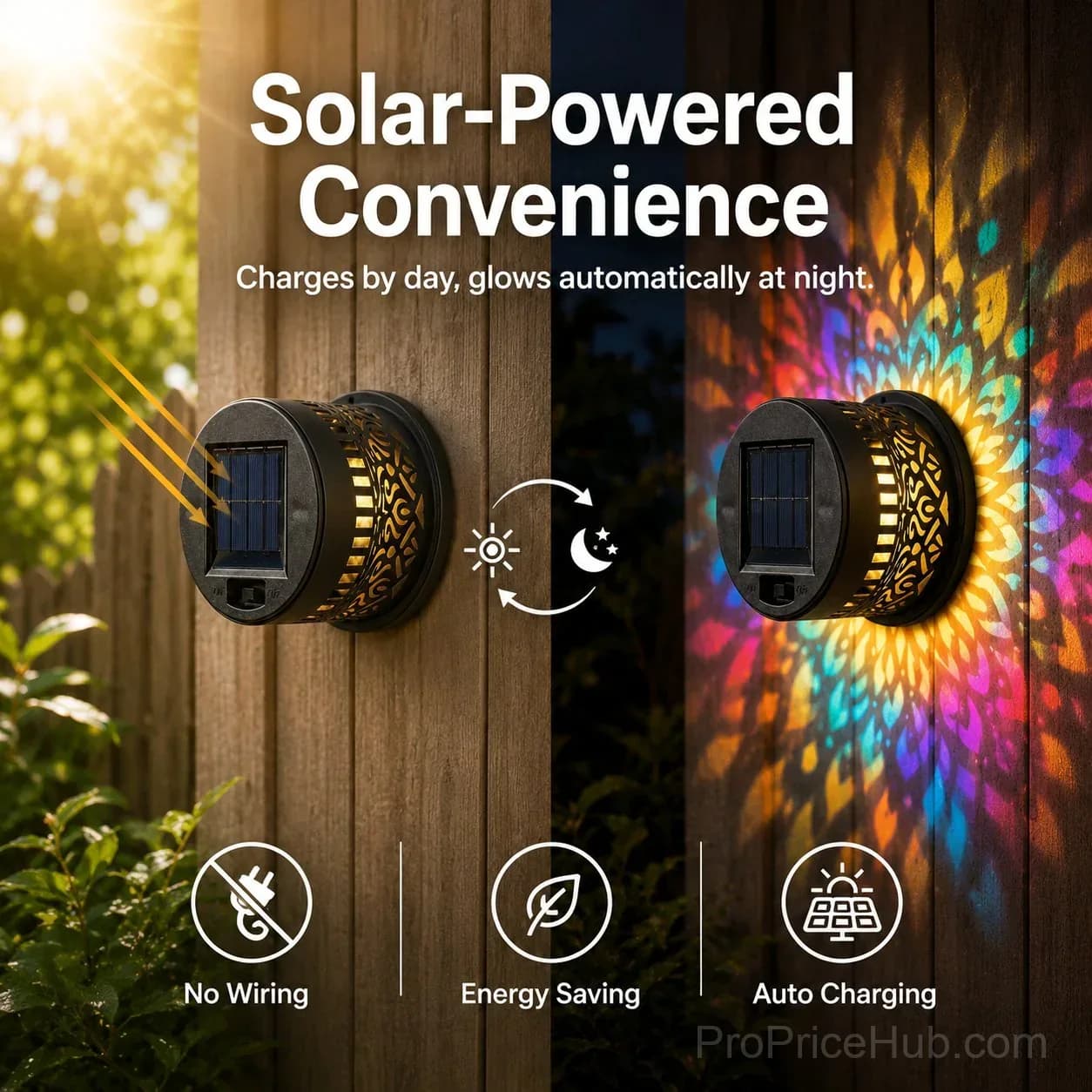 Mandala Solar Wall Lamp – Patio Night Ambience Lighting - Alt