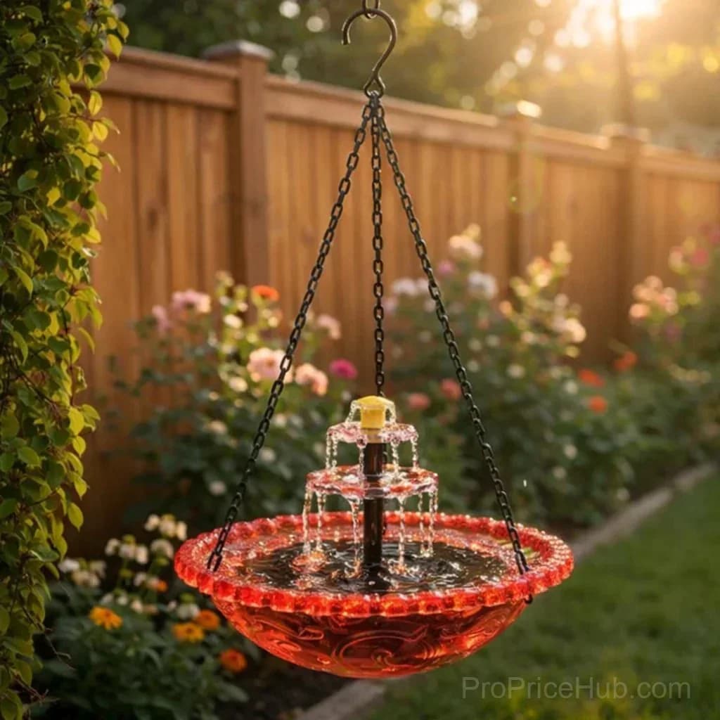 Solar Cascade Hanging Bird Bath Fountain - Alt