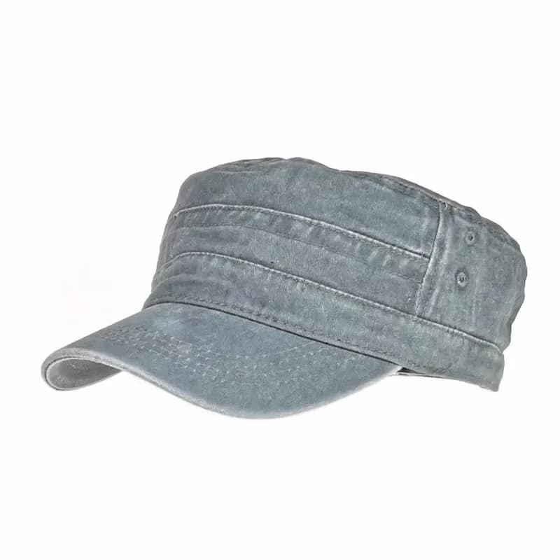 Khaki Distressed Flat-Top Duckbill Cap, Breathable Hat - View 11