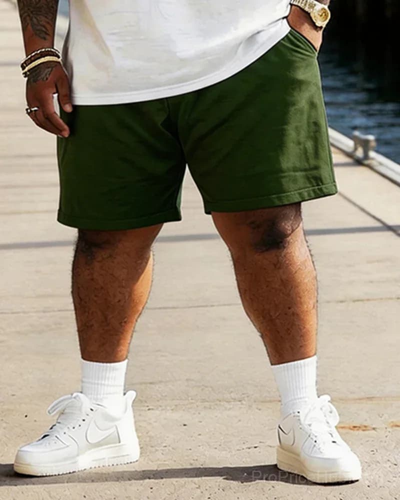 Big & Tall Men's Von Dutch Printed Round Neck T-Shirt & Shorts Set - View 8