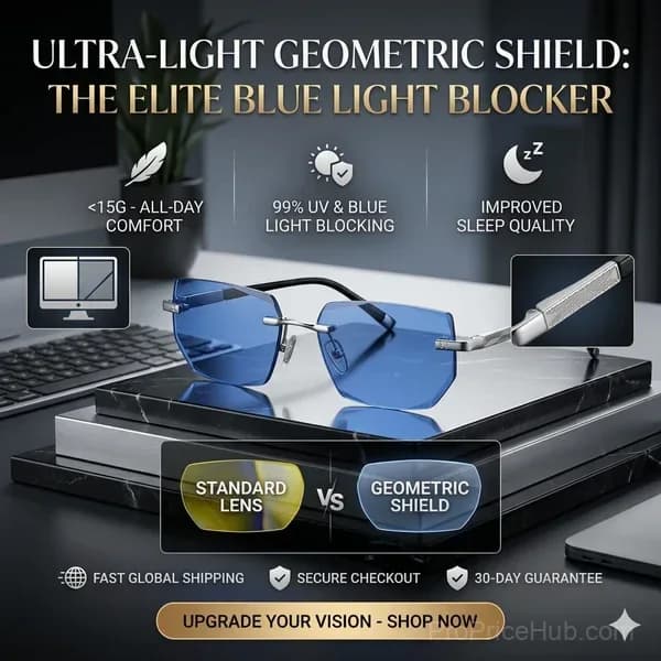 Rimless Blue Light Blocking Reading Glasses with Auto-Focus Zoom - Alt