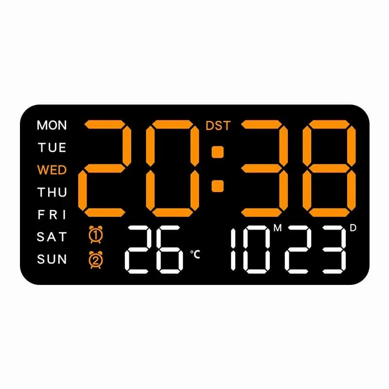 Decorative LED Digital Wall Clock, Green Light, White Shell, No Hook - View 6