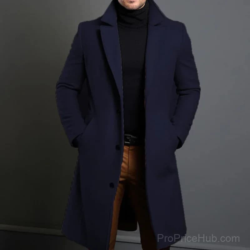 Men's Big & Tall Solid Color Lapel Single-Breasted Coat – M-5XL - View 8