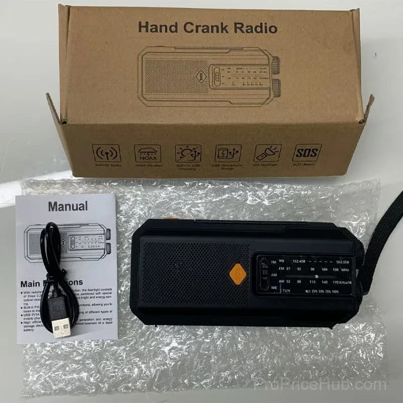 Solar Hand-Crank Emergency Weather Radio, White - View 7