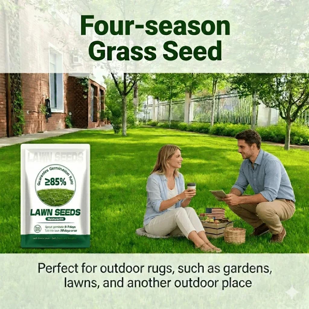 2026 Four Seasons Evergreen Grass Seed - Durable, Vibrant Green All Year - Main