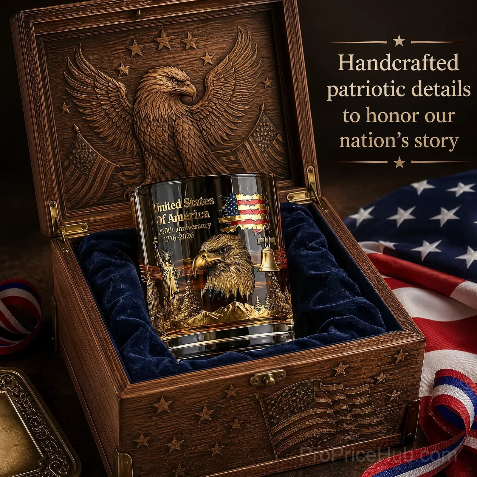 250th Anniversary American Patriotic Whiskey Glass 1776-2026 - View 2