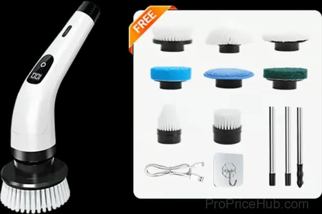 9-in-1 Electric Cleaning Brush, White, 1 Pack - Main