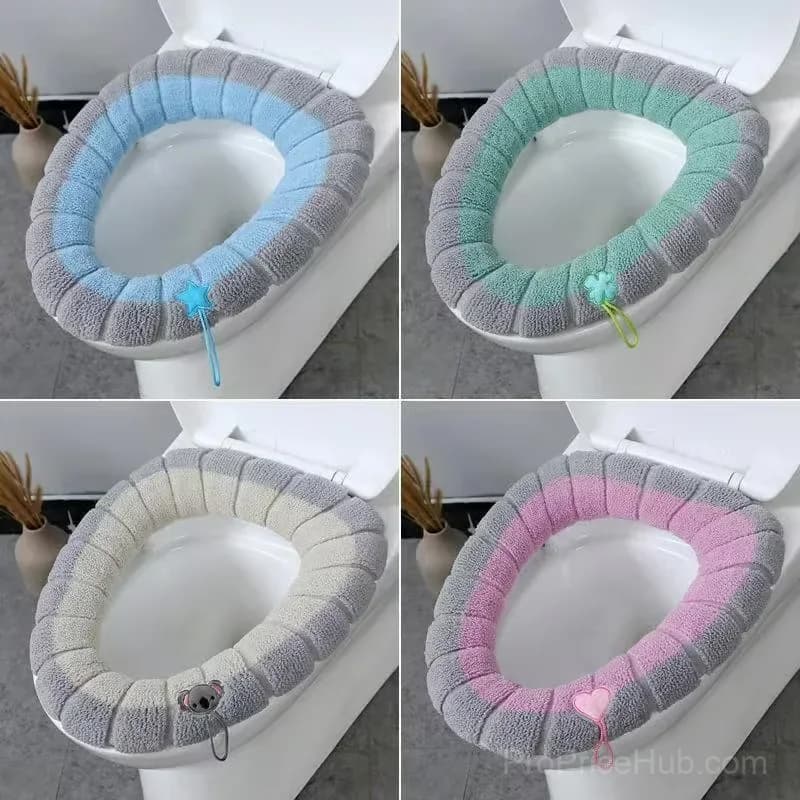 Soft Thick Pink Stretchable Toilet Seat Cover Pad - Alt