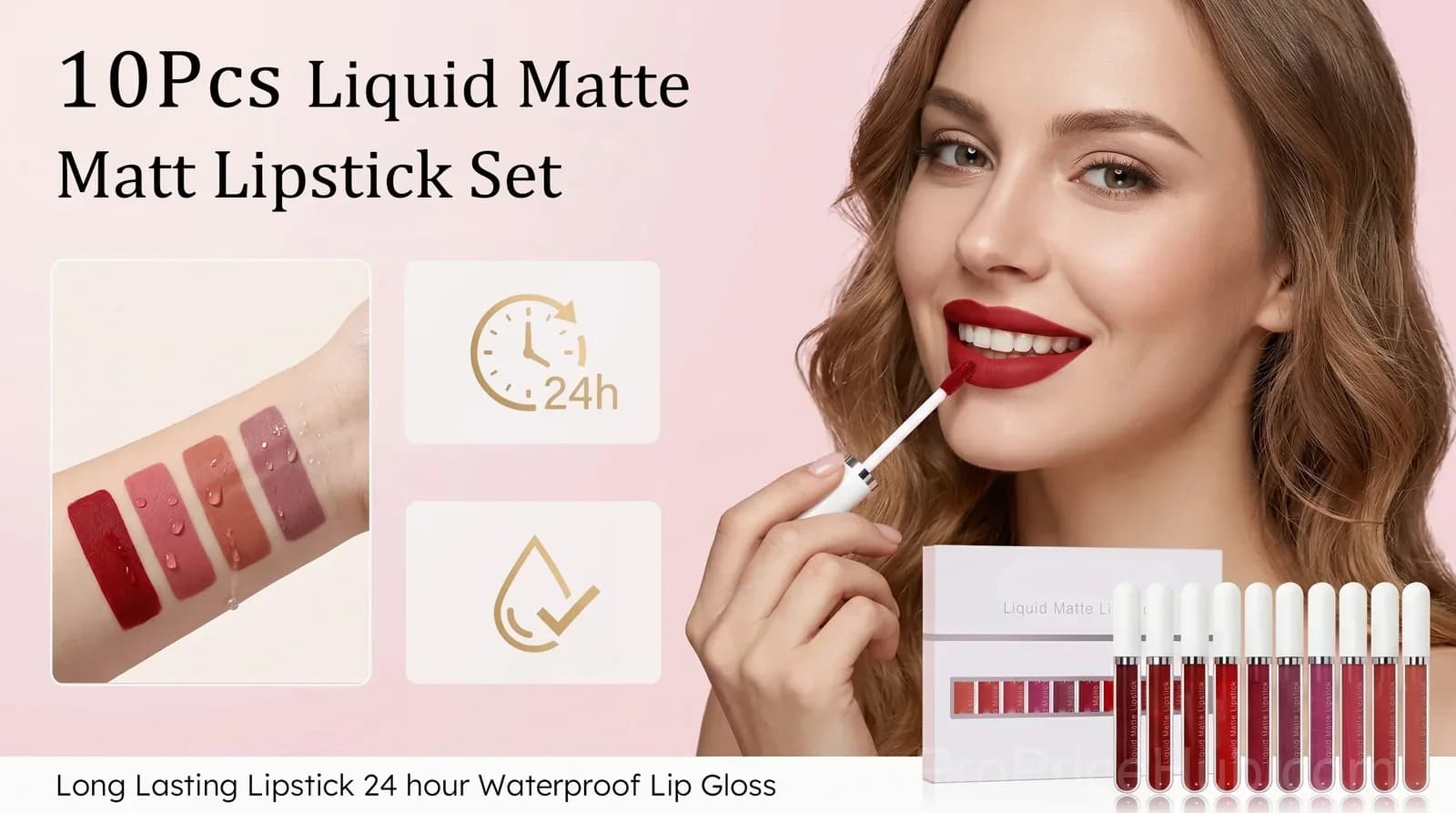 10-Piece Liquid Matte Lipstick Set, Long-Lasting 24H Waterproof Lip Gloss - View 4