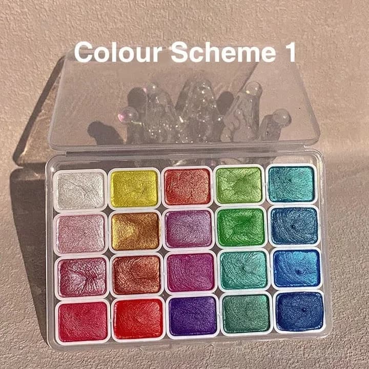 20-Color Shifting Watercolor Painting Set with Brushes - Main