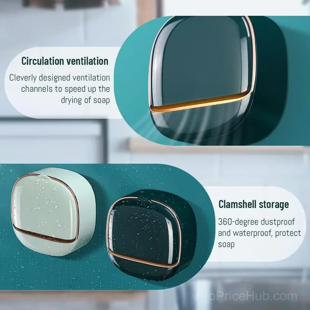 White Soap Holder with Drain Tray for Sink or Shower - View 5