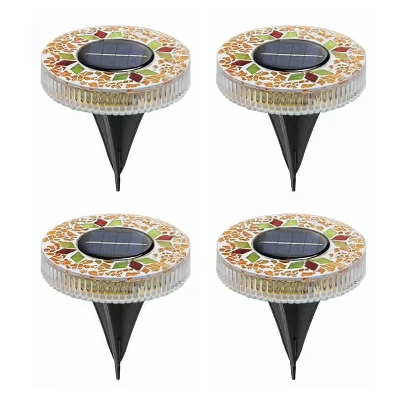 Blue Mosaic Solar Disk Decorative Lights, 4-Pack - View 3