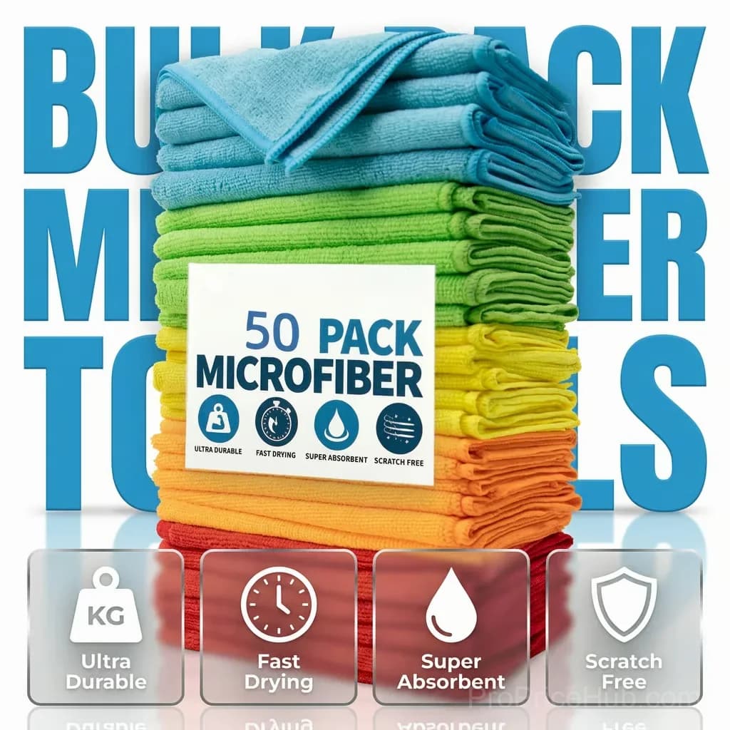 Bulk Pack Microfiber Cleaning Towels, 50 Count - Main