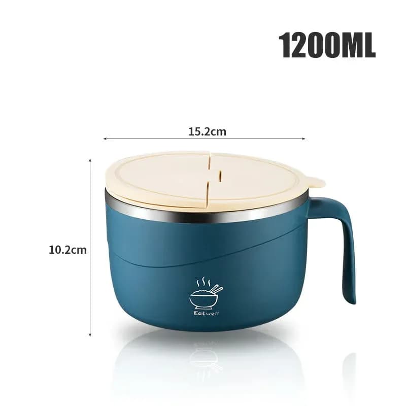 304 Stainless Steel Insulated Ramen Bowl, Black, 1200ml, 1 Pc - View 11