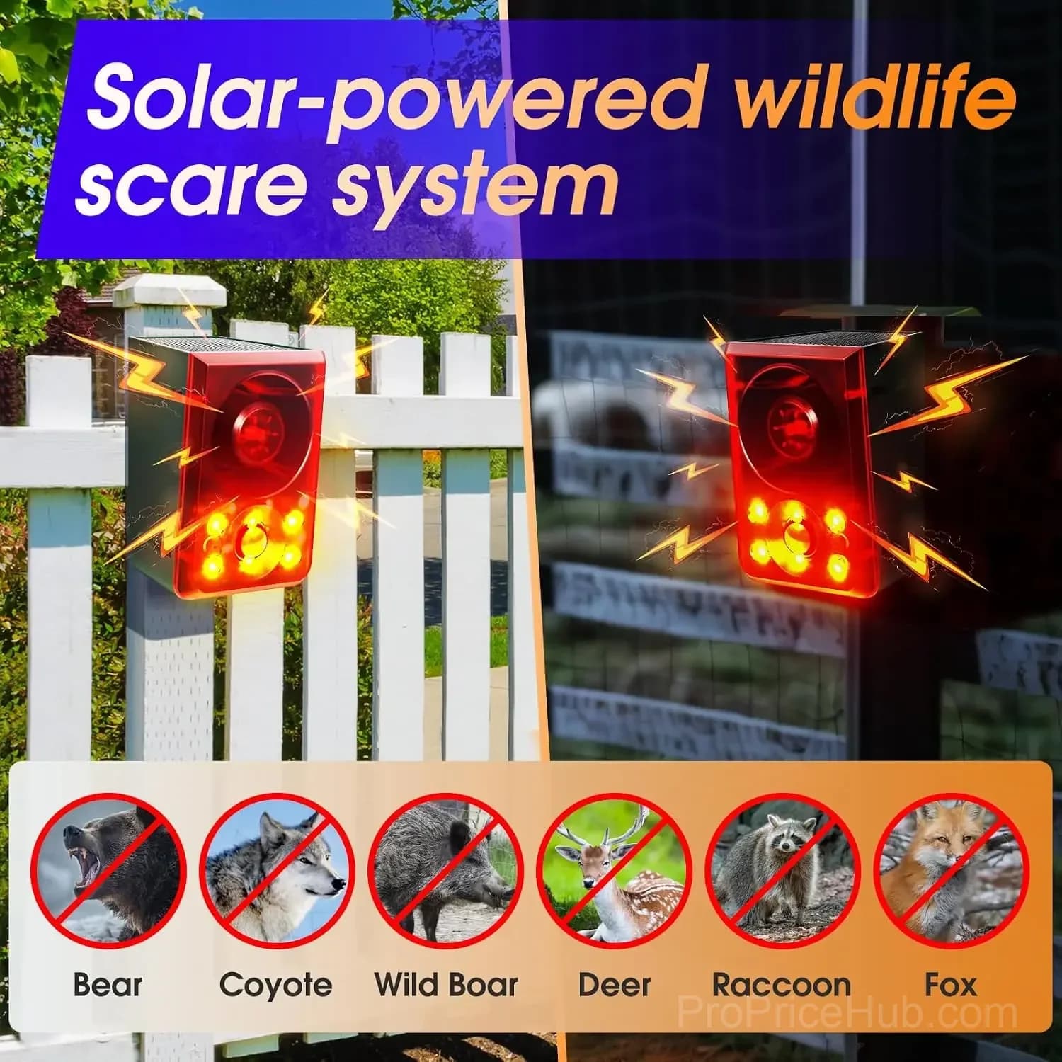 Solar Motion Sensor Alarm with 130dB Sound & Red LEDs - View 3
