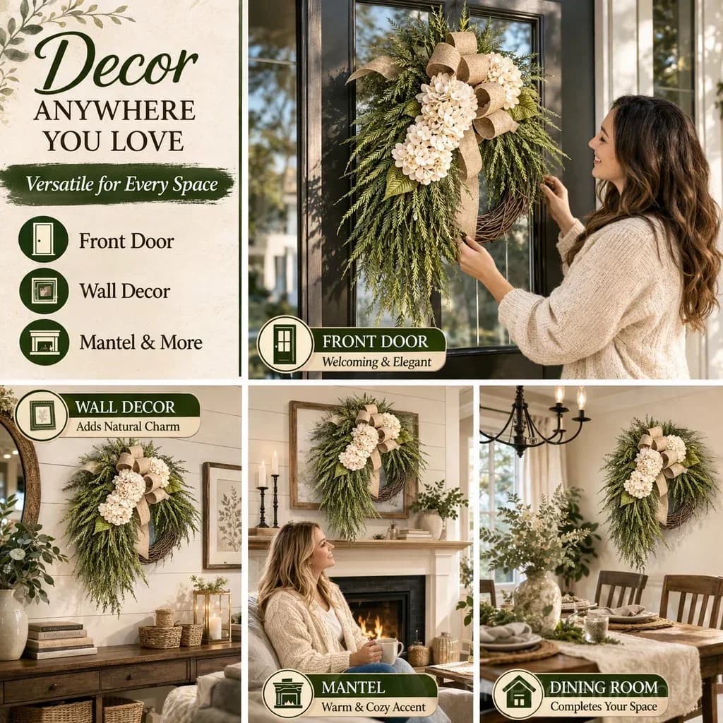 Handcrafted Hydrangea Wreath – All-Season Front Door Decor - Alt