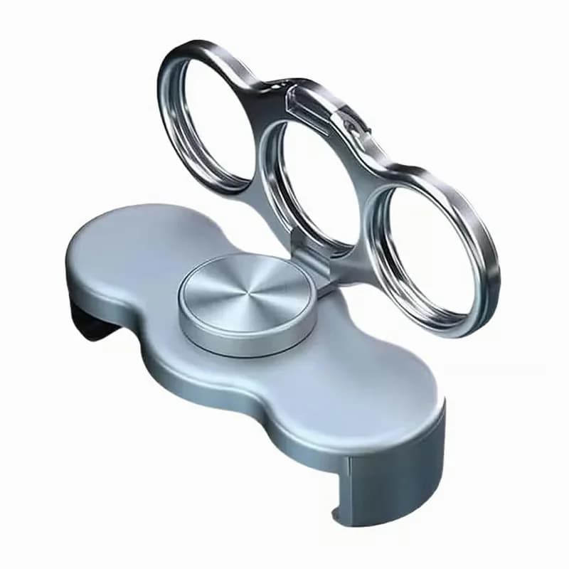 360° Rotatable Dual-Ring Three-Finger Phone Holder, Silver - Main
