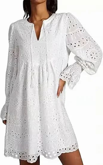 Women's Casual Eyelet Lace Dress, Black, Size S - View 2