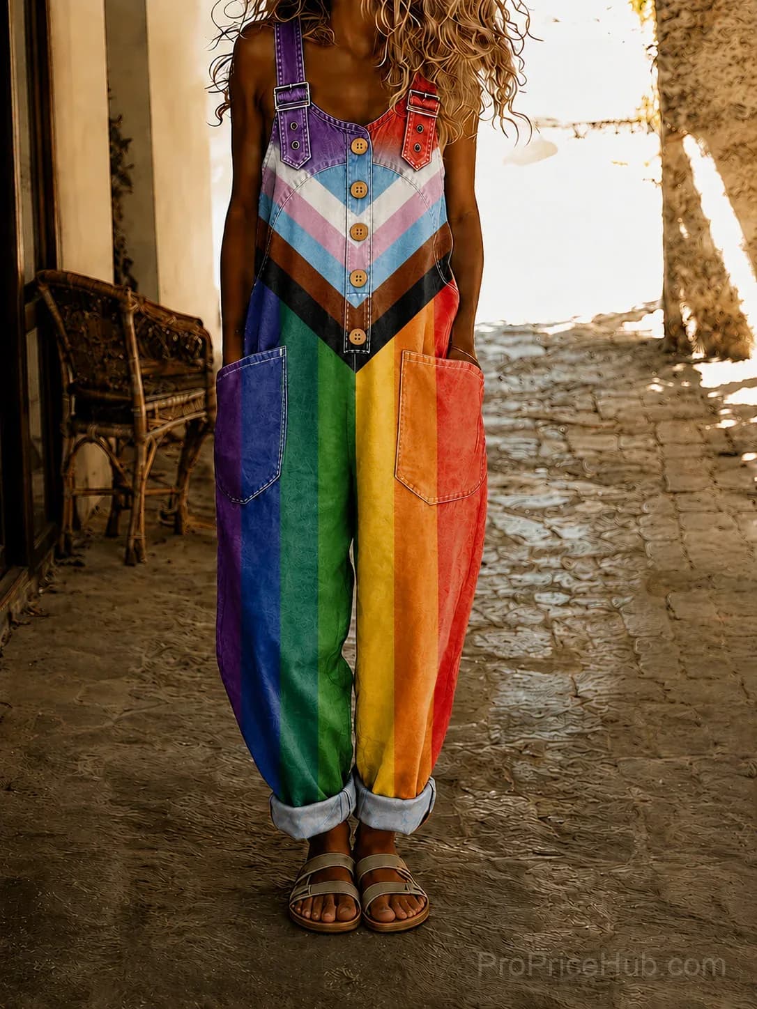 Pride Month Rainbow Art Print Vintage Jumpsuit - Main