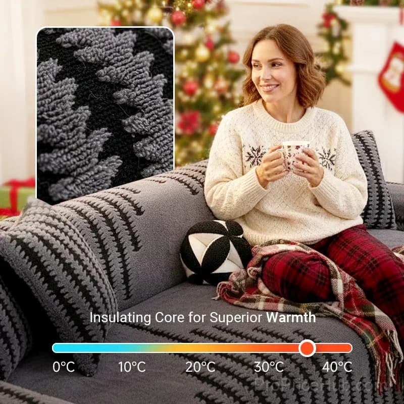 Soft Plush Non-Slip Couch Cover, Black, 180 x 130 cm, Single Seater - Alt