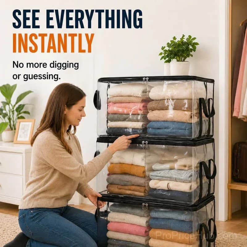 Large Clear Storage Box for Home Organization - Alt