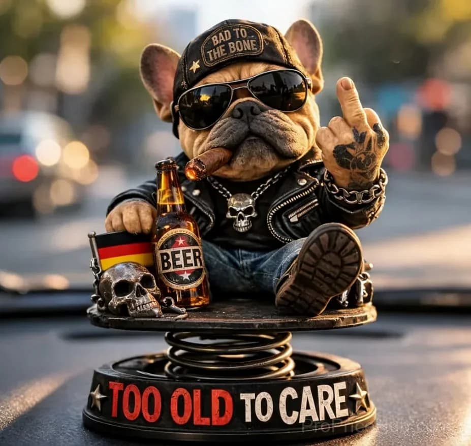 Car Dashboard Bobblehead - Too Old To Care - View 5