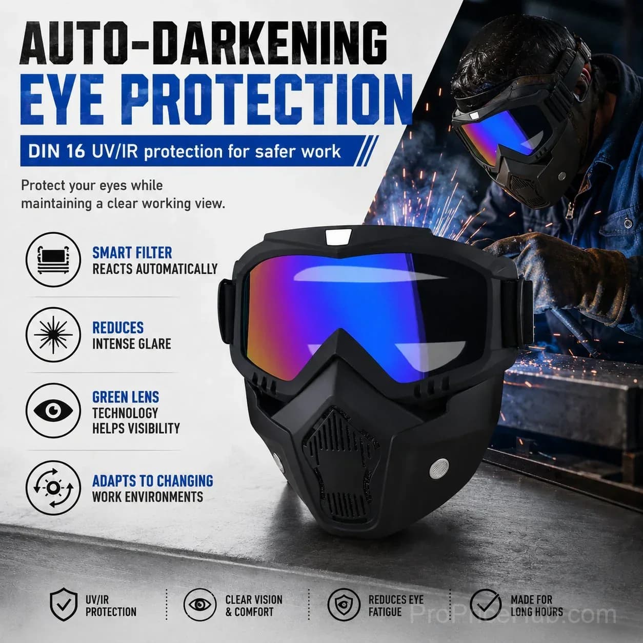 Auto-Darkening Welding Goggles, Anti-Fog Skiing & Dustproof Safety Mask - View 5