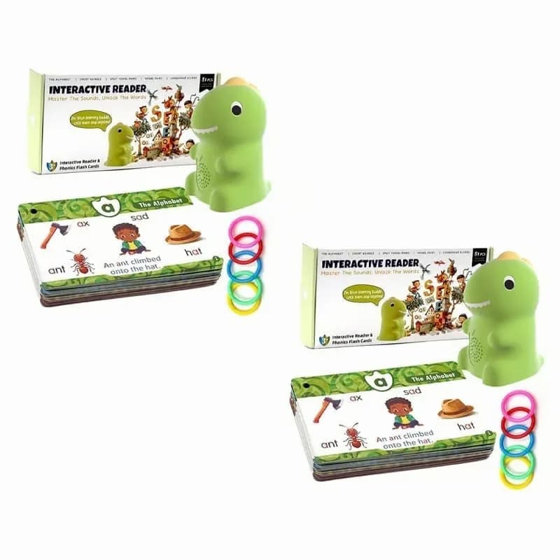 Dino Learning Point-Reader Pen Set with 75 Cards, Wristband & Stickers - Alt